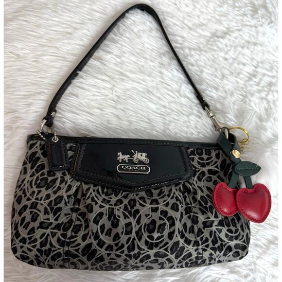 y2k COACH Cheetah Silver Print Black Metallic Mini Purse / Wristlet - Picture 1 of 13